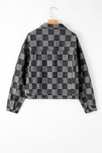 Load image into Gallery viewer, Checkered Button Up Denim Jacket
