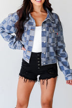 Load image into Gallery viewer, Checkered Button Up Denim Jacket
