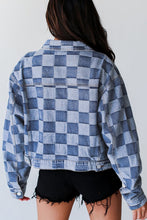 Load image into Gallery viewer, Checkered Button Up Denim Jacket
