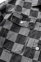 Load image into Gallery viewer, Checkered Button Up Denim Jacket
