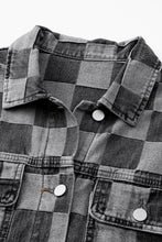 Load image into Gallery viewer, Checkered Button Up Denim Jacket
