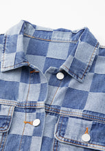 Load image into Gallery viewer, Checkered Button Up Denim Jacket
