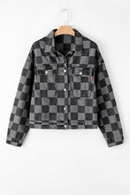 Load image into Gallery viewer, Checkered Button Up Denim Jacket
