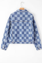 Load image into Gallery viewer, Checkered Button Up Denim Jacket
