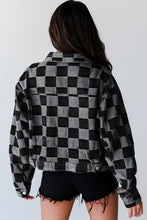 Load image into Gallery viewer, Checkered Button Up Denim Jacket
